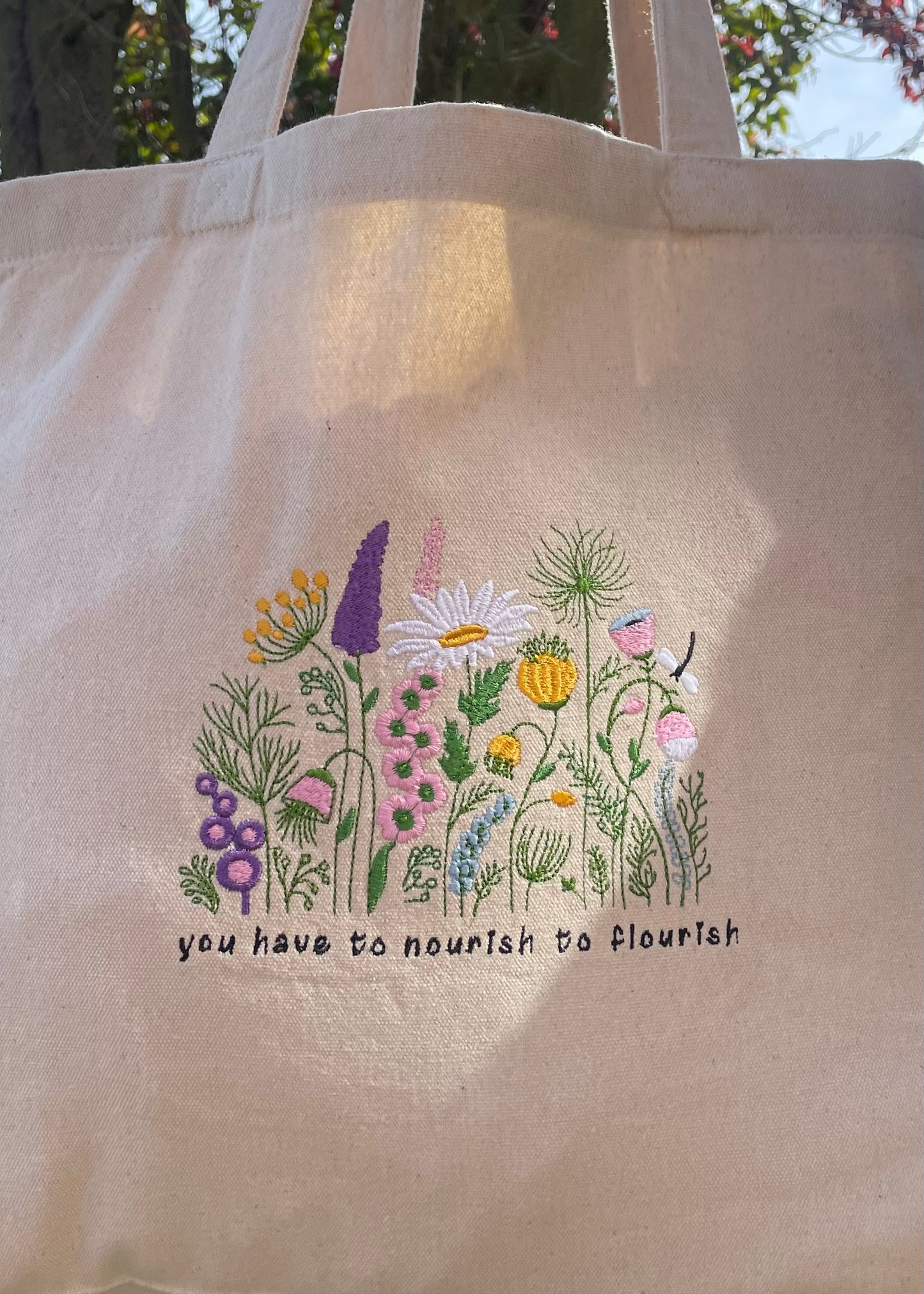 Nourish to flourish tote bag